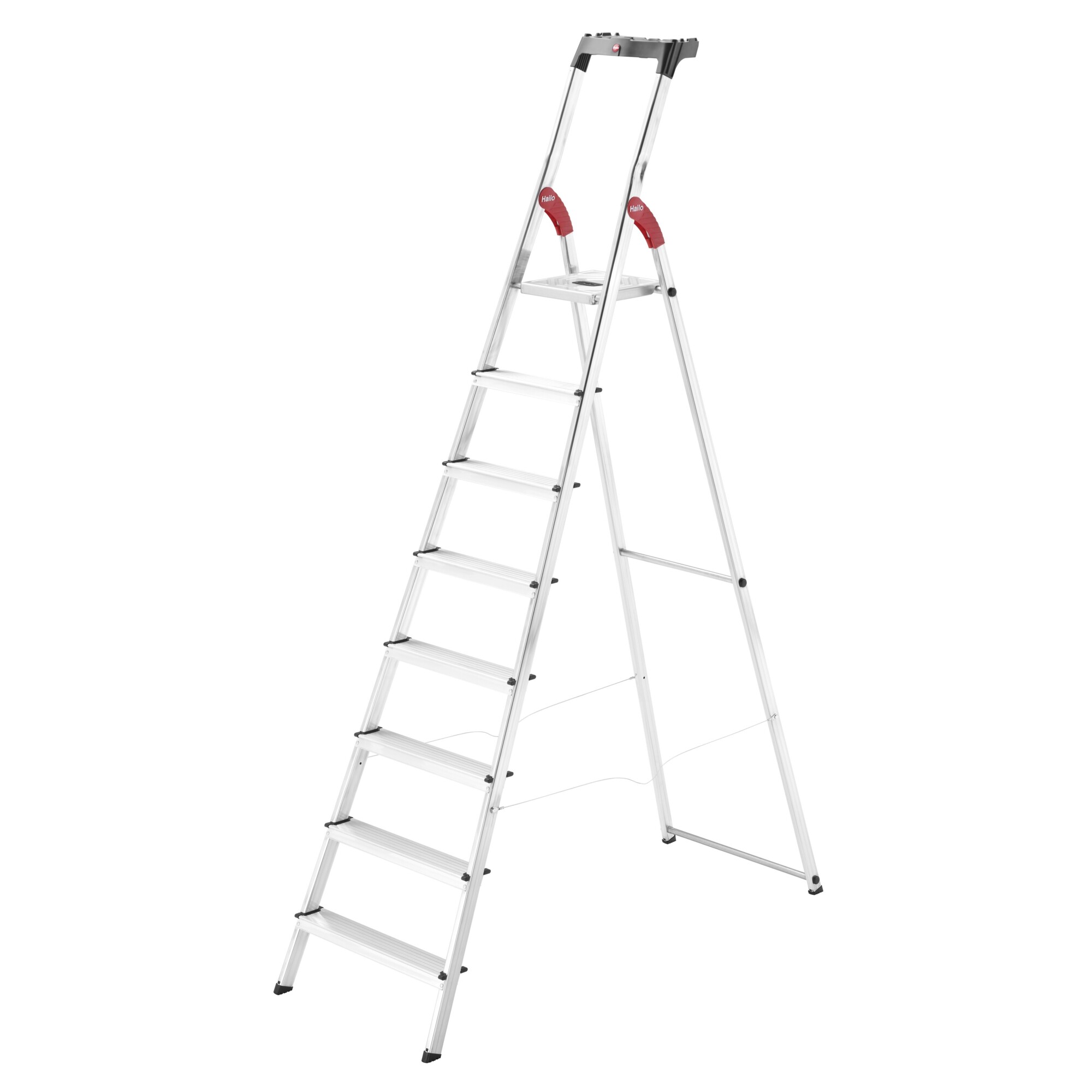 Hailo, Step ladder- 6 steps, Height 91.7 ft, Capacity 330 lb, Material Aluminum, Model# 9204016006